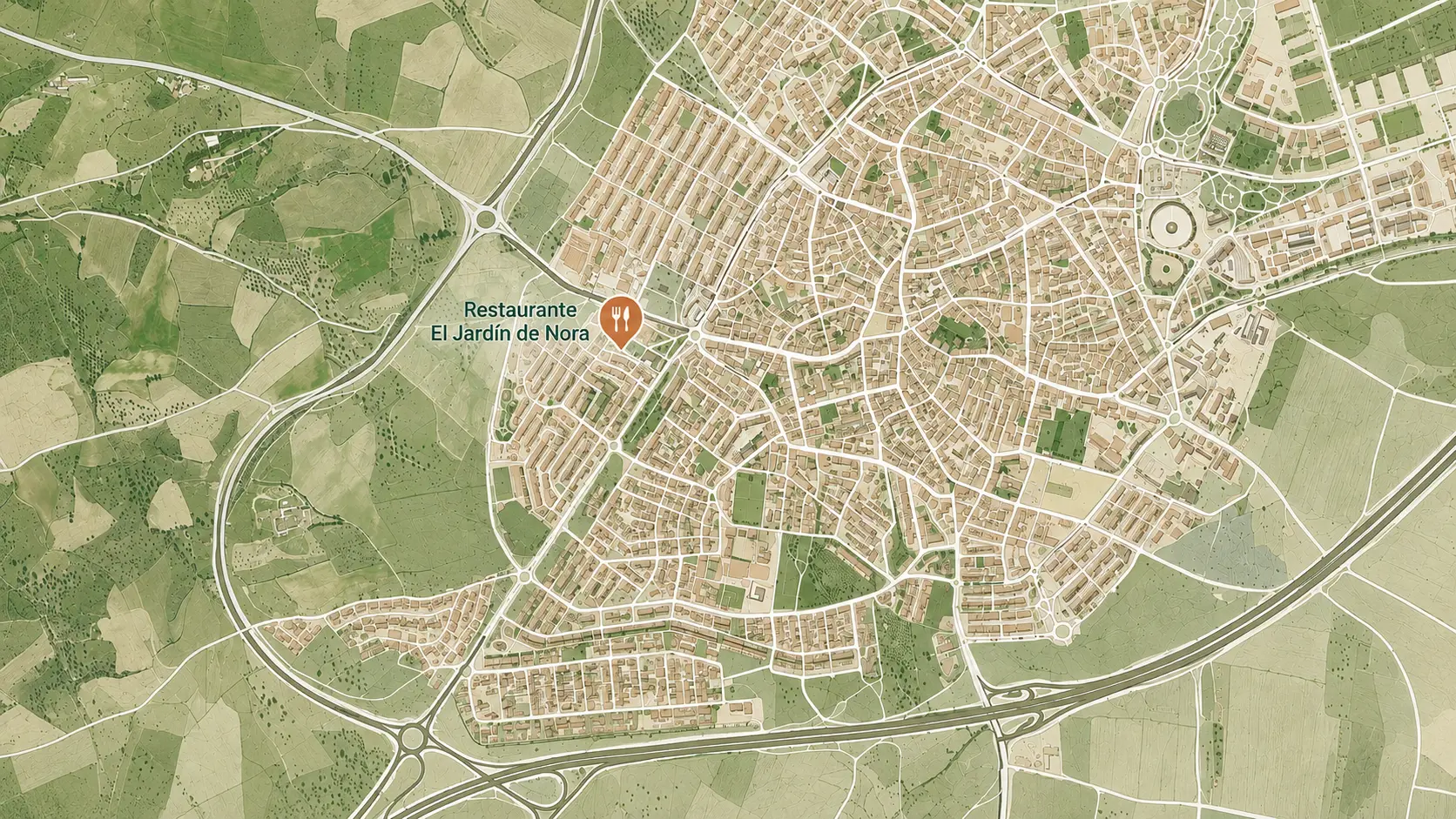 Mapa de Navalcarnero con la ubicación del restaurante El Jardín de Nora